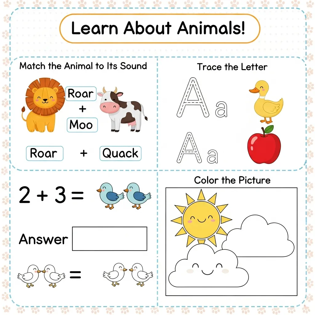 Educational worksheet design with engaging visuals